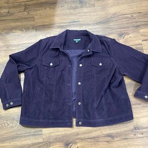 Lauren Jeans Co corduroy jacket woman's size 3X purple side pockets